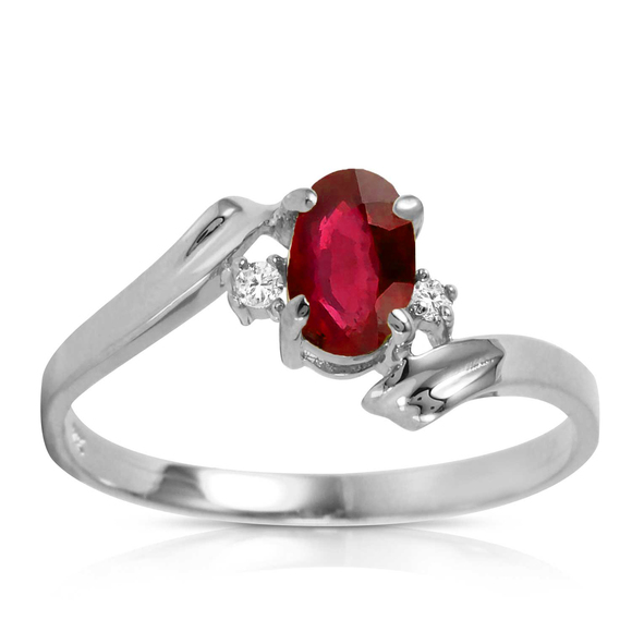 14K. SOLID GOLD RINGS WITH NATURAL DIAMONDS & RUBY (White Gold)